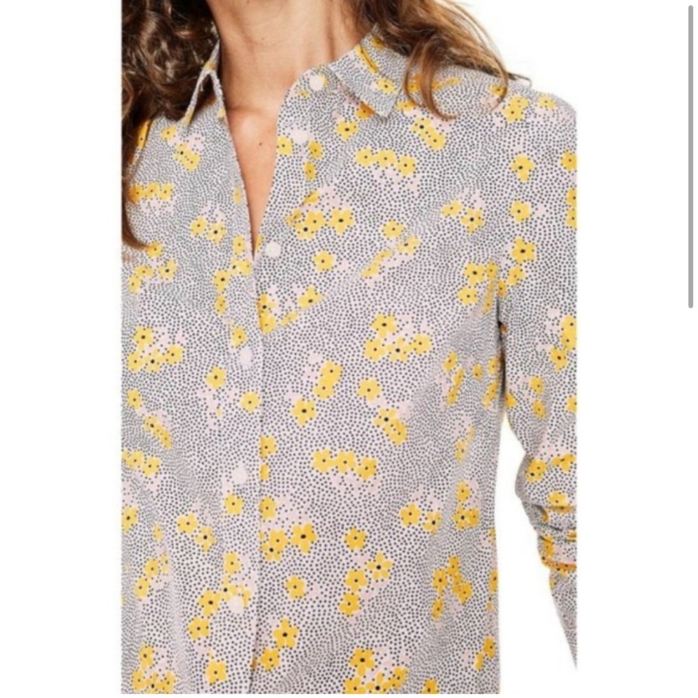 Boden Yellow Floral Print Blouse